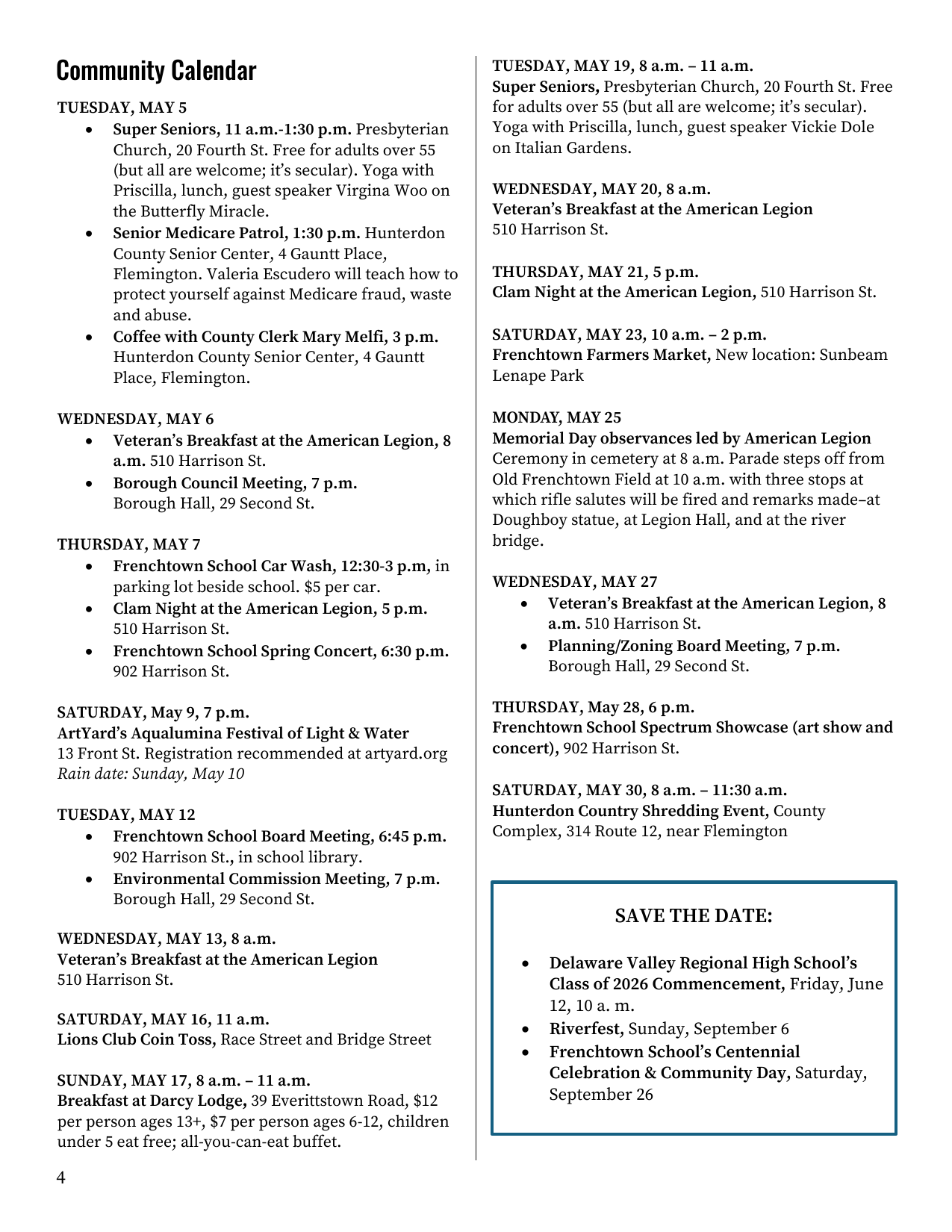 Newsletter Fourth Page