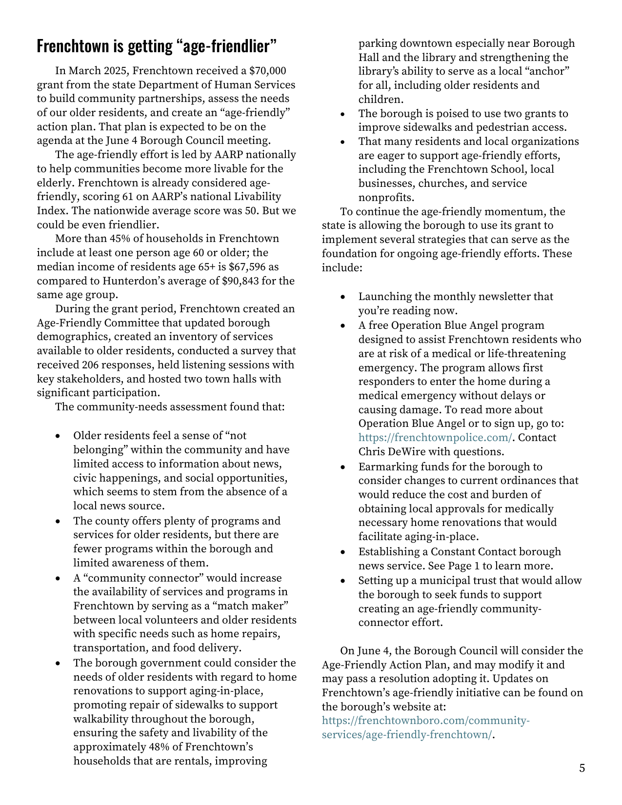 Newsletter Fifth Page