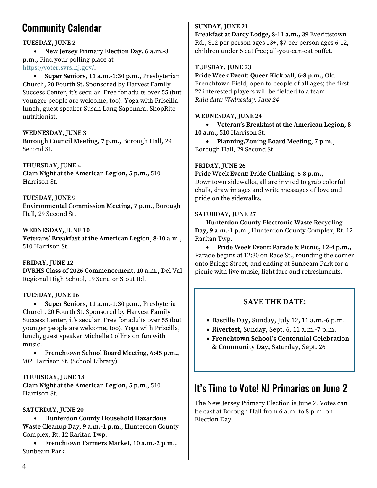 Newsletter Fourth Page