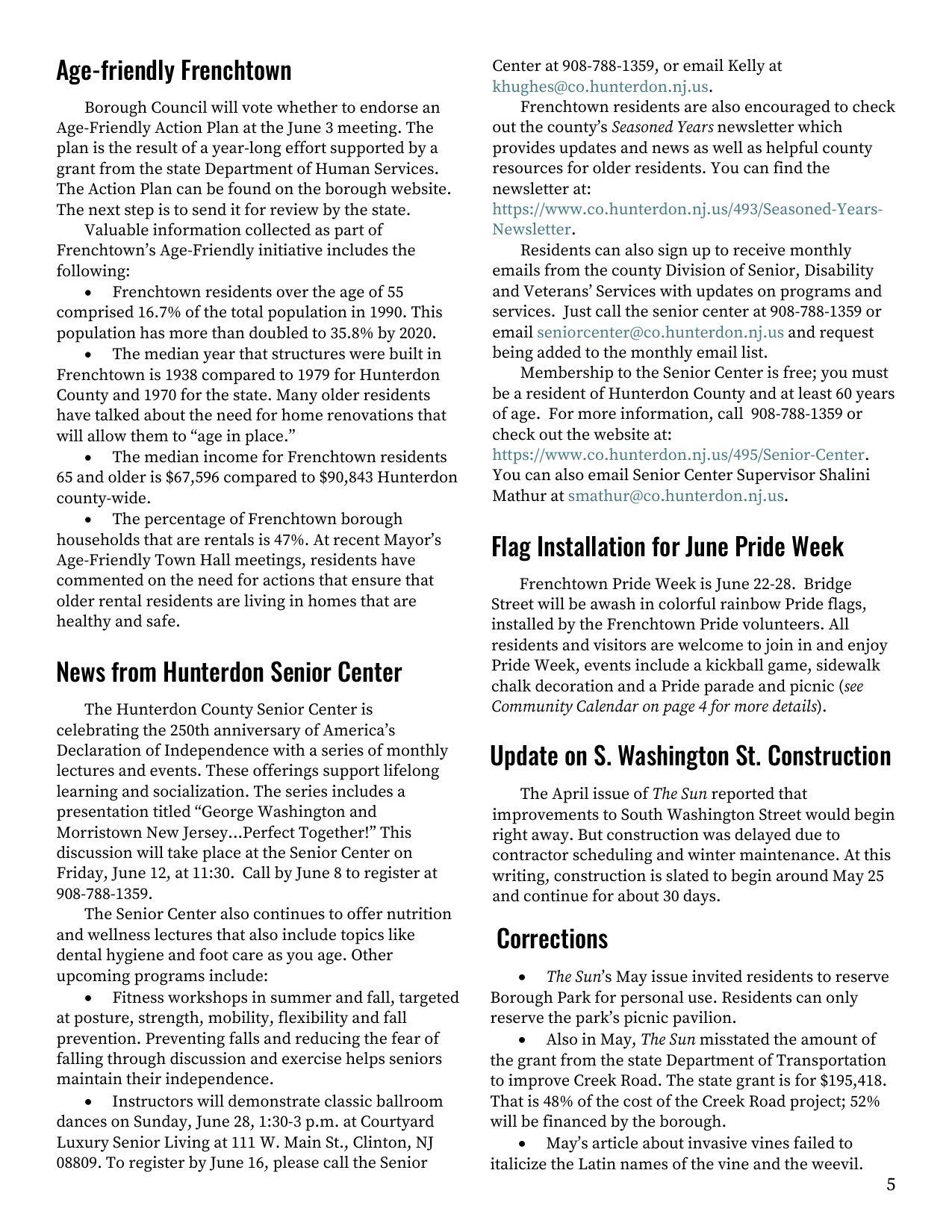 Newsletter Fifth Page