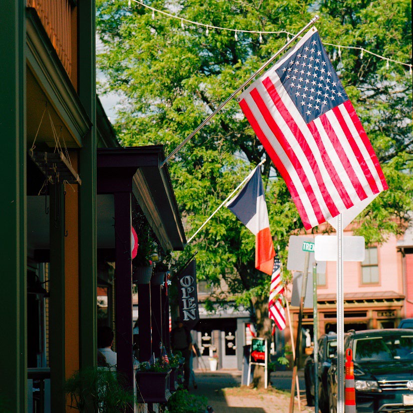Flags along Bridge Street