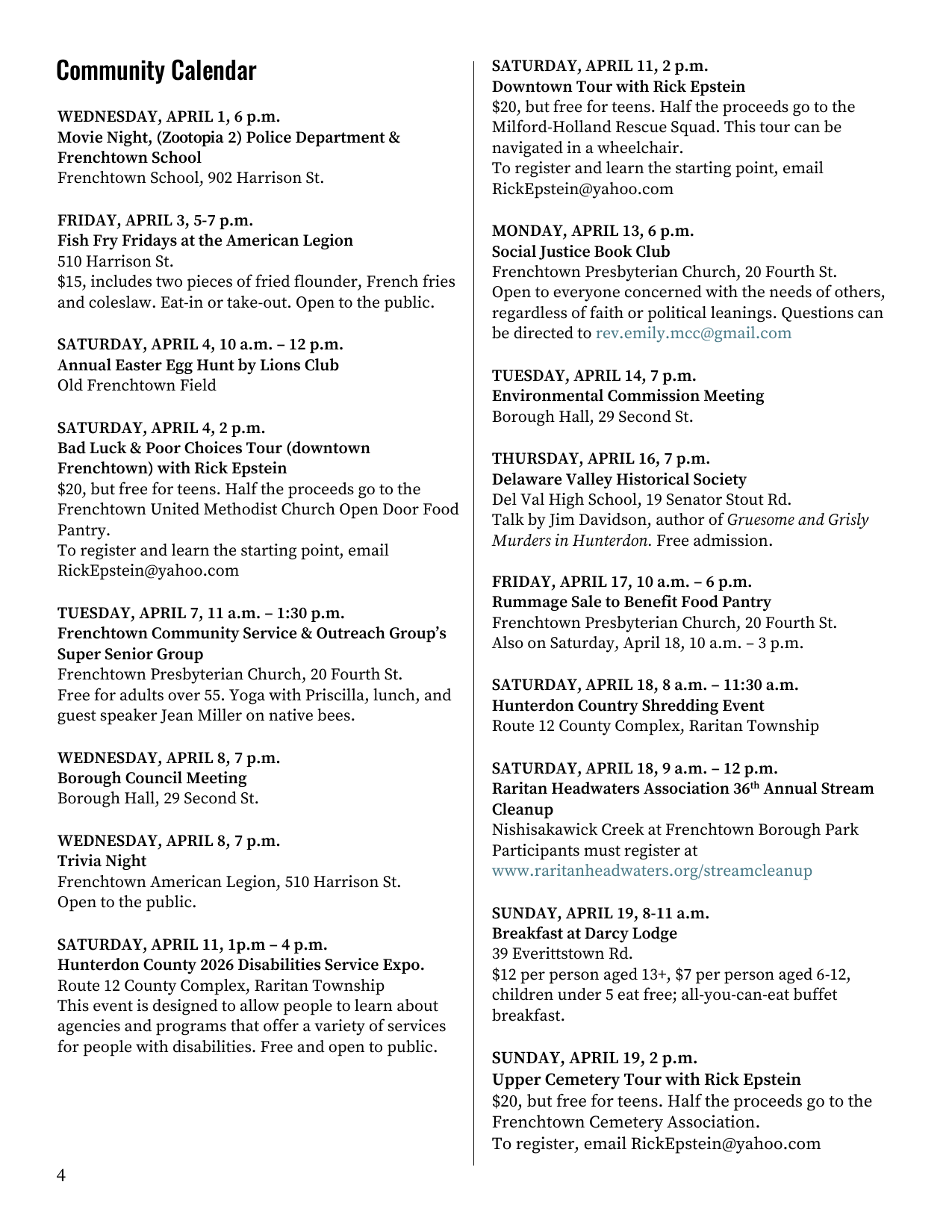 Newsletter Fourth Page